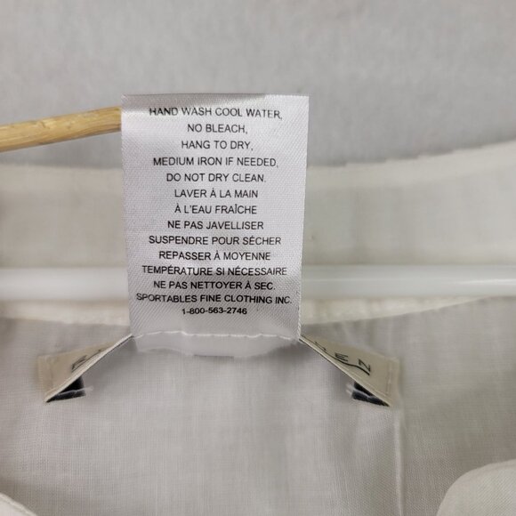 Robert Kitchen Womens XL White Cotton Short Sleeve Sequin Detail Button Blouse - Picture 7 of 12